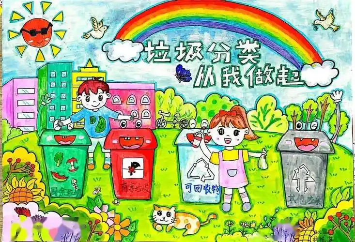 "垃圾分类"为题发挥想象力创作绘画作品,描画出美丽校园的一草一木,一