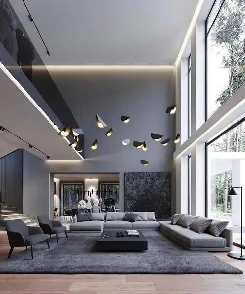 灰色调极简主义loft设计