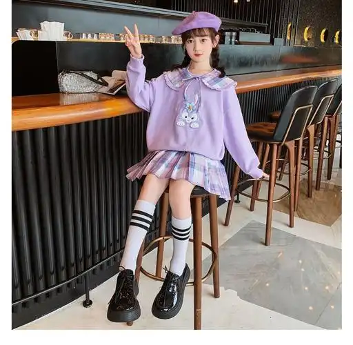 儿童jk制服套装春秋季卫衣裙子两件套女大童洋气女宝卡通可爱衣服