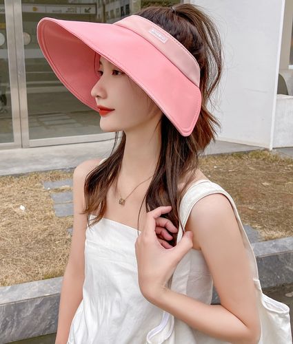 韩版潮时尚大帽檐遮脸空顶帽女士春夏季出游防晒遮阳帽可折叠—帽子