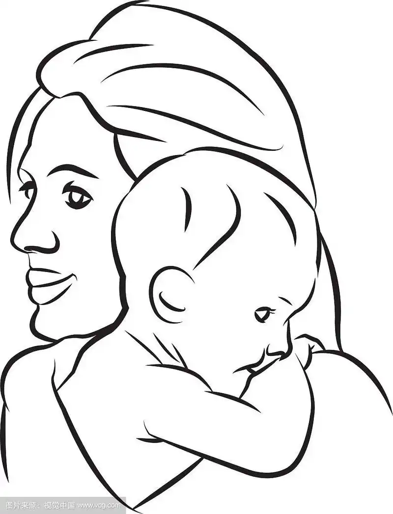 母亲与婴儿线性轮廓