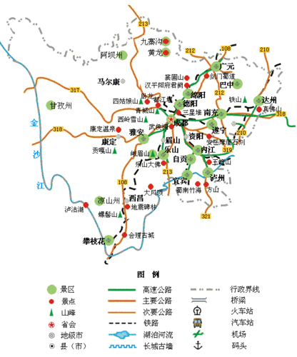 四川旅游地图