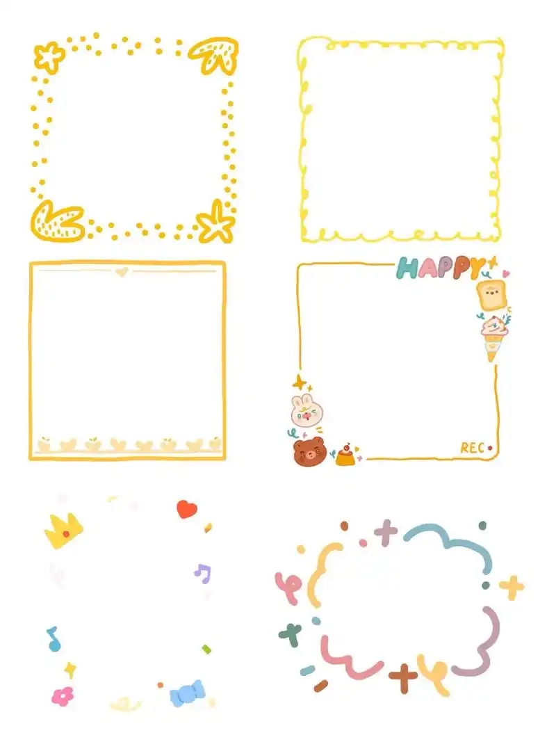 简笔画边框|可爱易画的手账素材.几只彩笔就能画的手账边框,简 - 抖音