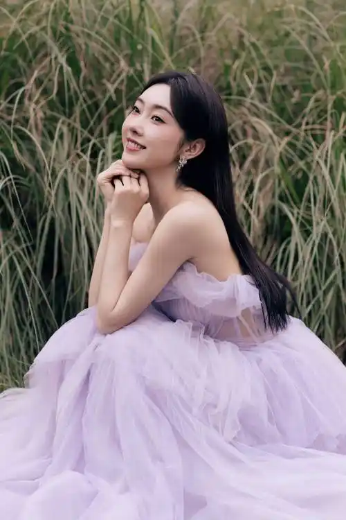 宣璐紫色薄纱连衣裙优雅时尚写真_气质_女神_造型