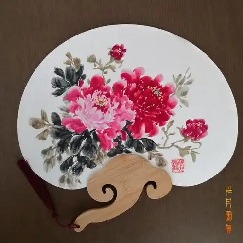 我的小品画牡丹团扇习作