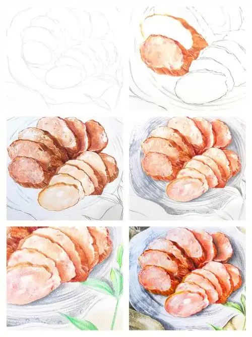 彩铅教程 | 哈尔滨红肠