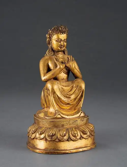 清 铜鎏金佛坐像