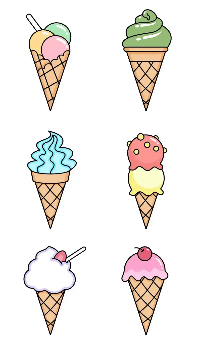 简笔画#冰激凌#冰淇淋#素材#集合#手帐#临摹素材#简单# - 抖音