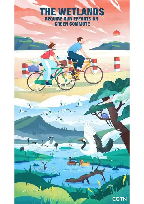 cgtn关照地球低碳生活系列插画