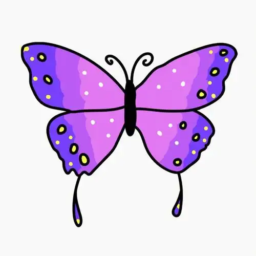 绘画小课堂紫色小蝴蝶03简笔画