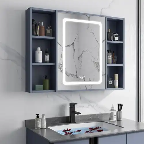 高档卫生带置挂能间壁卫生间挂墙卫浴带柜单独浴室镜柜