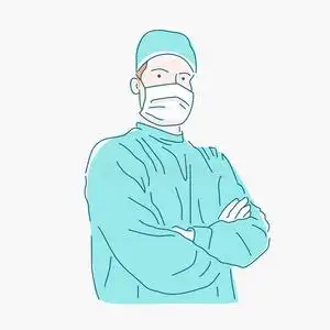 医生采用一蓝色礼服照片