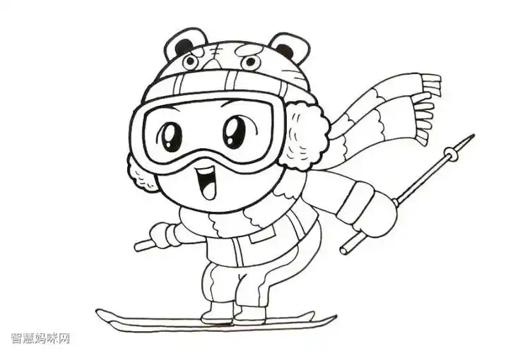 学画一个滑雪的小人