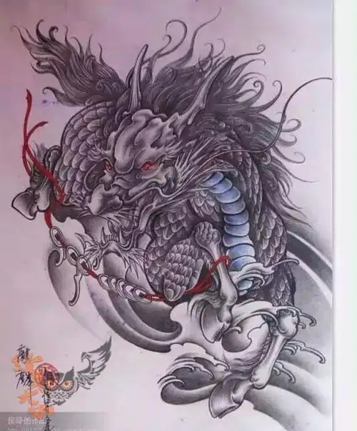 大臂麒麟_纹身图案手稿图片_杨阳的纹身作品集