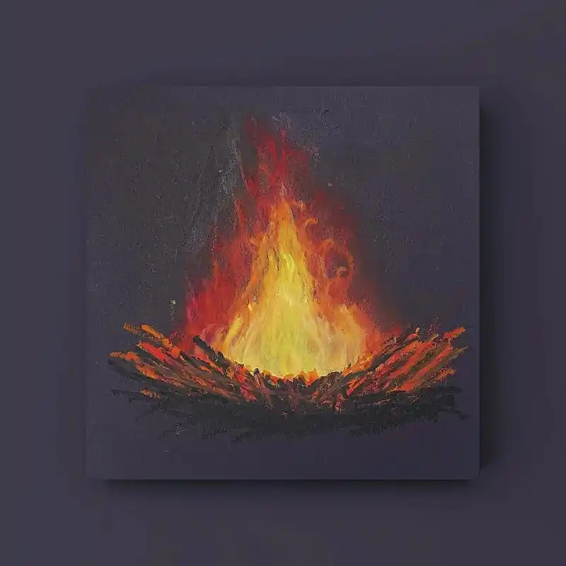 新手入门油画棒|《篝火》"你还坐在小时候的篝火旁,看天上的月 - 抖音