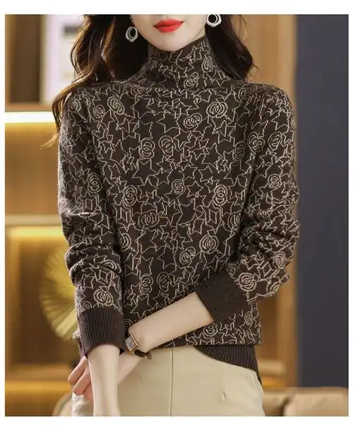 新款羊毛衫女高领打底衫上衣洋气加厚保暖毛衣秋冬气质显瘦毛衣女