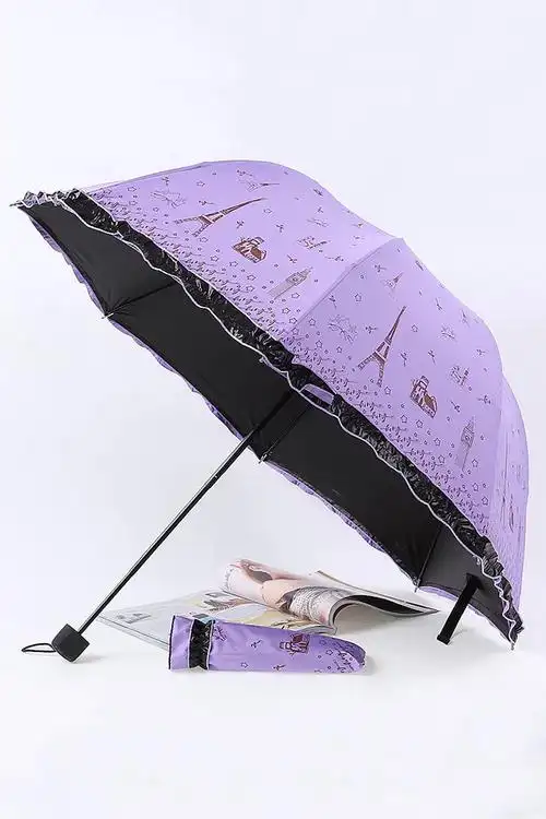 晴雨两用折叠伞女学生韩版黑胶伞防晒防紫外线太阳伞