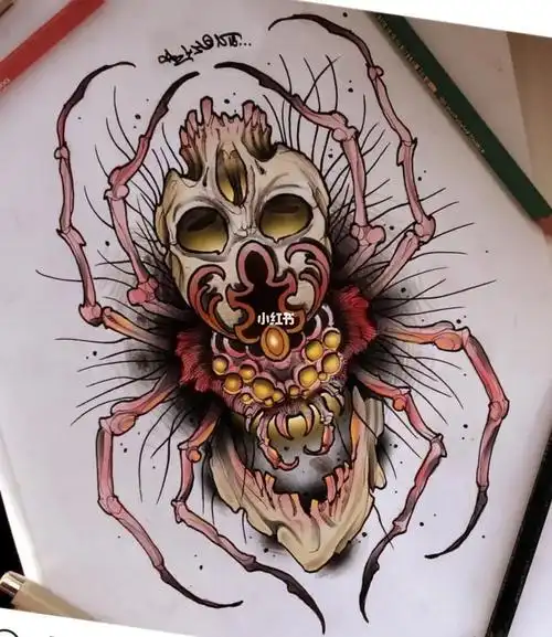 皮痒画の蜘蛛纹身手稿