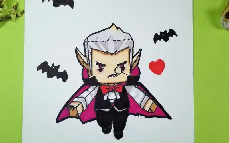 手绘迷你世界人气皮肤德古拉六世跟着我一起来画吧