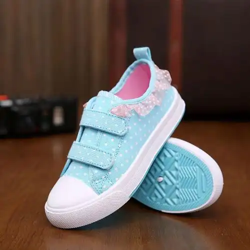 儿童帆布鞋男女童板鞋春秋季中大童学生休闲鞋潮百搭帆布鞋花边鞋