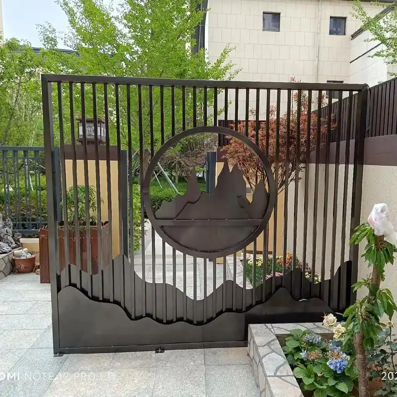 中式不锈钢金属室外院子屏风镂空隔断铁艺玄关庭院影壁墙花格背景