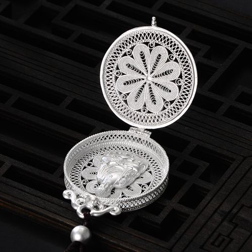 泰光银楼足银999花丝古法银吊坠银项链项饰银饰品