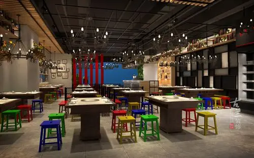 成都火锅串串店装修,一个青春洋溢的串串店装修设计