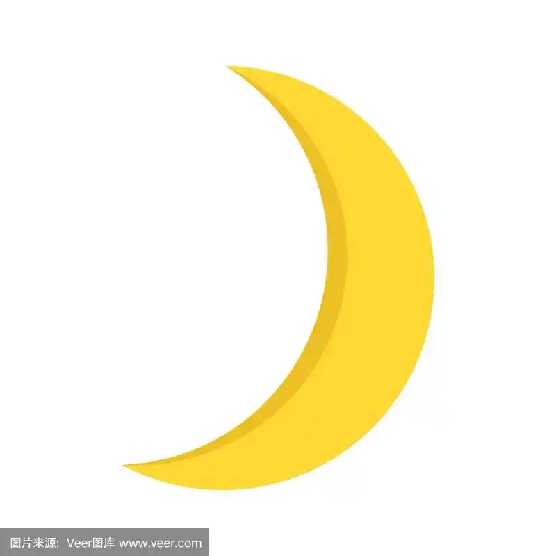 黄色的月亮在卡通风格的设计上的白色,股票矢量插图