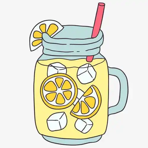 卡通柠檬冰水
