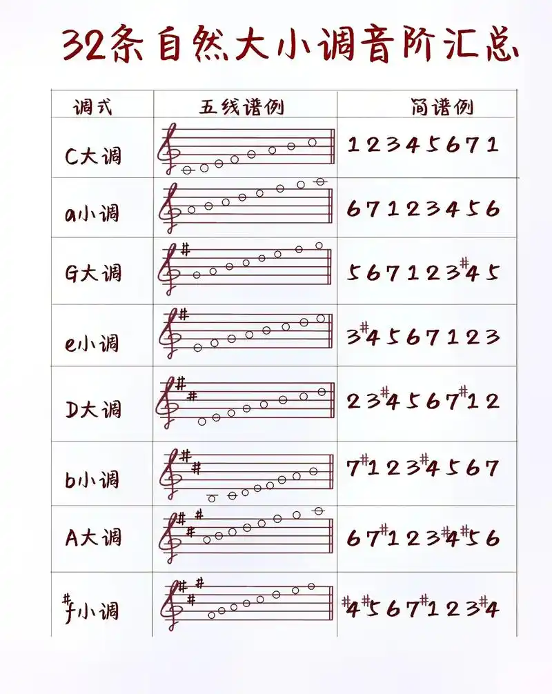 自然大小调音阶