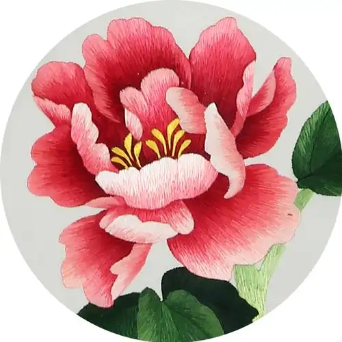 湘绣手工刺绣 双面绣精品摆件 牡丹