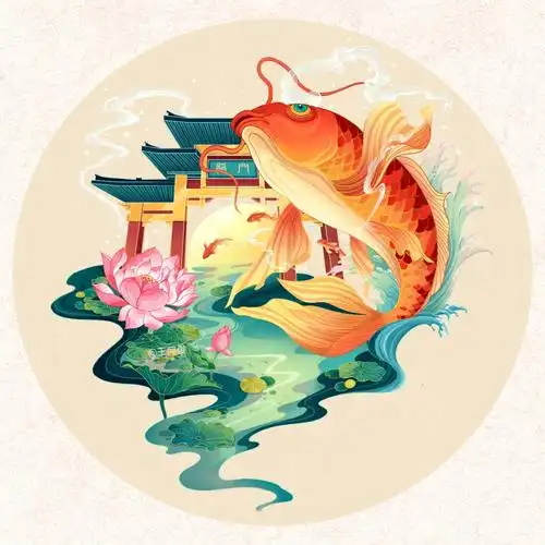 插画鱼跃龙门