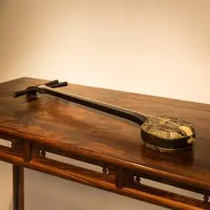 清代紫檀中三弦琴小叶紫檀木纯手工木制蟒皮胡琴靠级演奏收藏送礼