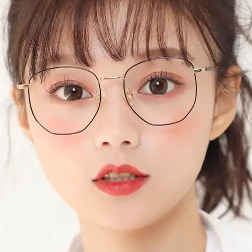 多边形防蓝光眼镜女近视眼镜女全框减龄素颜网红眼镜女变色学生