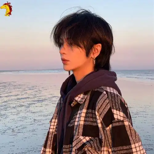 假发男士狼尾头男短发全头套式日系鲻鱼头长发男生头假发套女