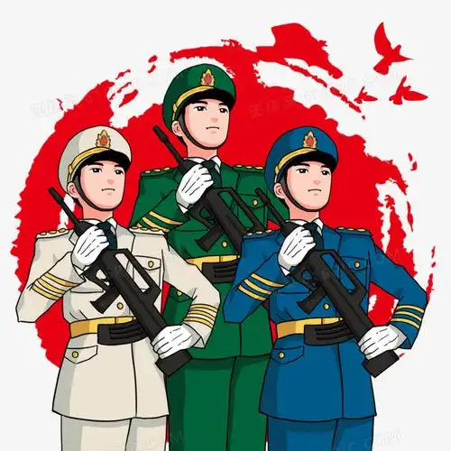 海陆空三军军姿致敬献礼人物元素