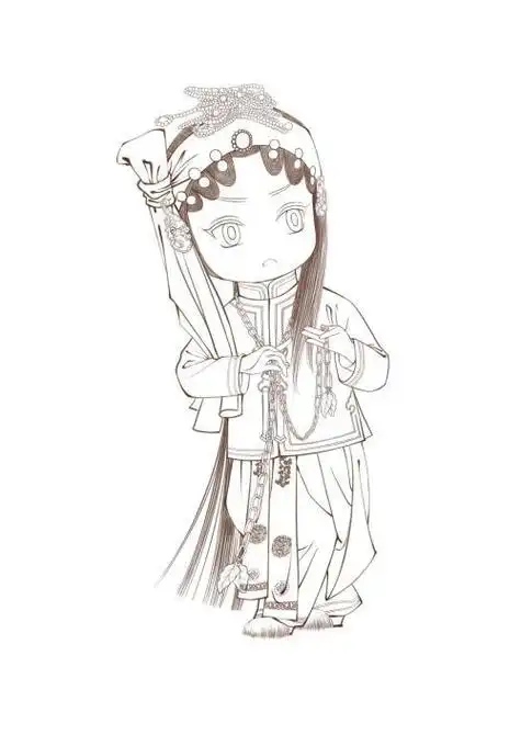 卡通版京剧人物简笔画