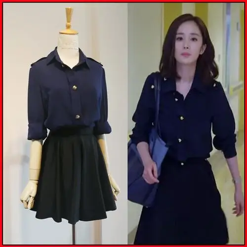 立即购买  7,2016夏新款亲爱的翻译官杨幂乔菲同款黑色衬衫百搭通勤ol