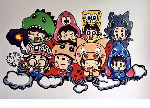 浮世绘～嘻哈～可爱～风格手绘墙绘