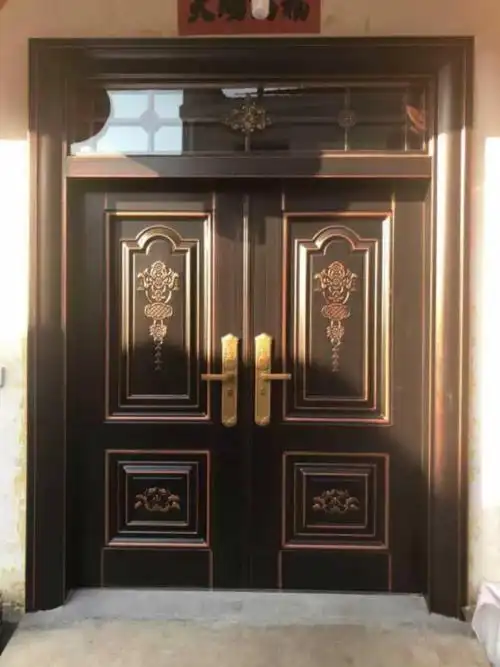 促锌合金别墅大门入户双开门农村自建房堂屋门客厅进户门不锈钢大