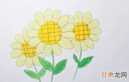 6 完成以上步骤,简单又好看的向日葵就画好啦!