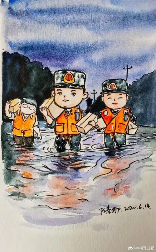 她说她看到抗洪救灾的消防员和子弟兵们救灾非常感动"希望更多人能