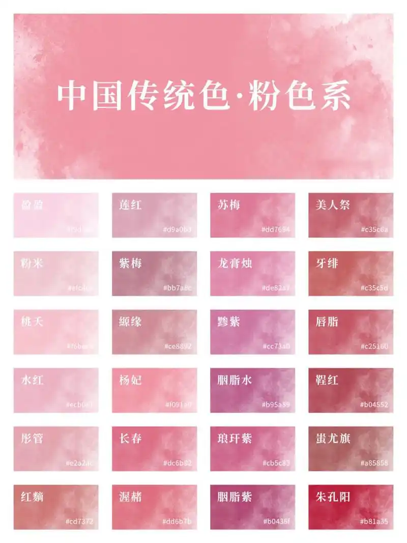 78中国传统色|粉色系 | 可可爱爱猛男粉! 猛男也拒绝不了的粉色!