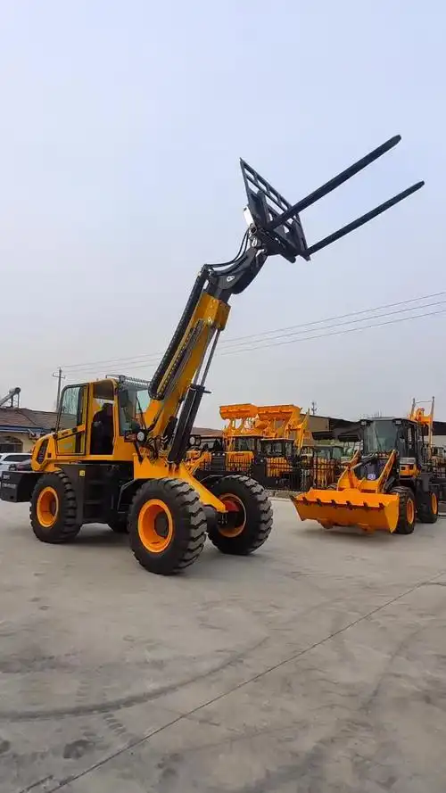 【伸缩臂装载机改装货叉 卸载高度7米铲车叉车两用机】视频介绍