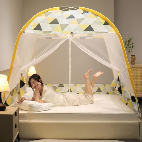 雅鹿高端家纺 帐篷式蚊帐家用 免安装蒙古包防尘防摔双人成人可折叠1.