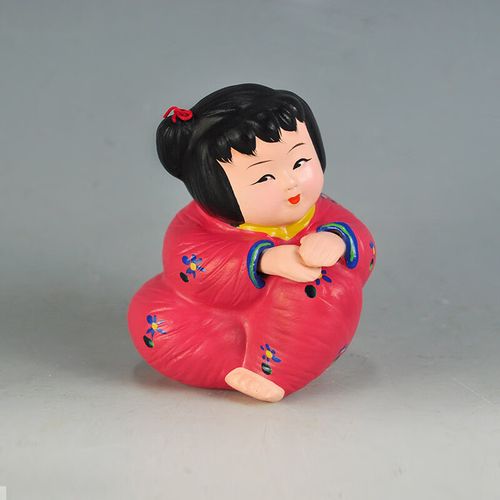 红泥坊天津泥人张彩塑 梦娃娃 可爱泥塑娃娃摆件商务礼品家居装饰摆件