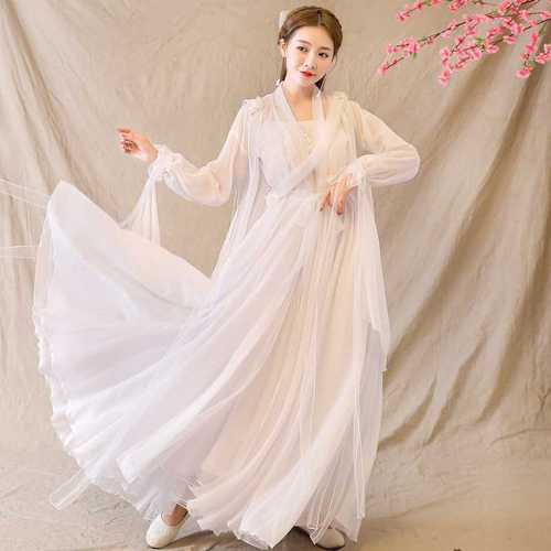 正品改良汉服仙女大摆齐腰抹胸款古装超仙气飘逸薄纱秋季舞蹈演出