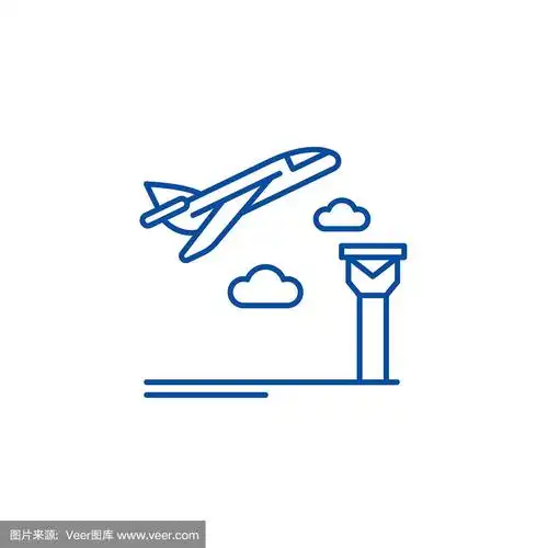 机场线图标概念.机场平面矢量符号,标志,轮廓插图.