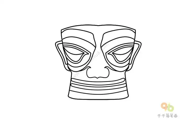三星堆青铜像简笔画_创想简笔画