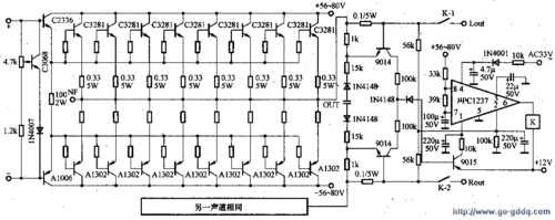 由stk3152Ⅲ组成的300w功放电路